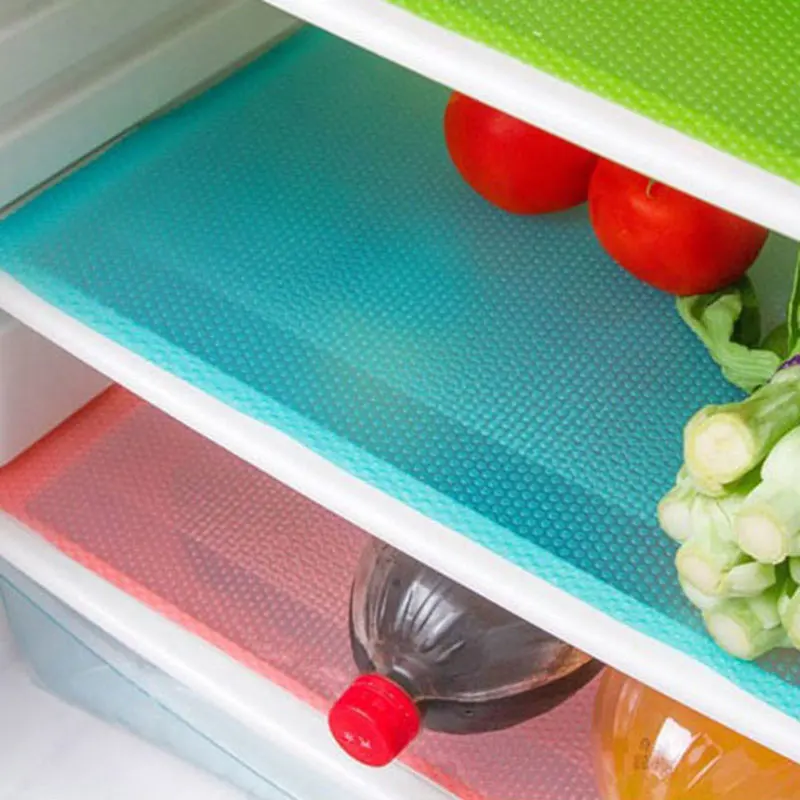 

4 Pieces Refrigerator Fridge Mat Pad Drawer Liners Washable Waterproof Table Decorative Pads Antibacterial Cleaning Cover NEW