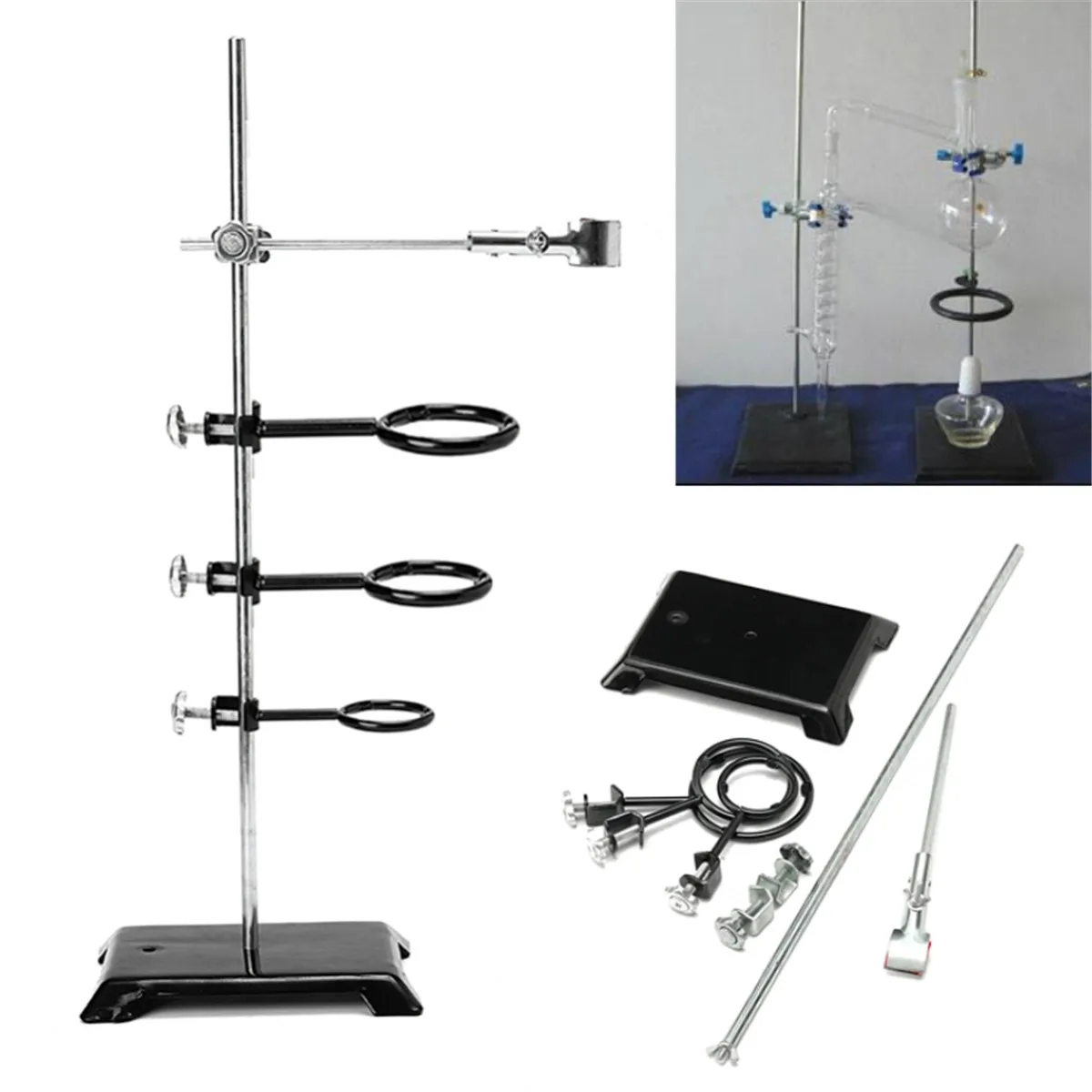 

61cm Laboratory Stands Support and Laboratory Clamp Lab Clips Flask Clamp Stands School Laboratory Supply