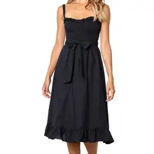 Elegant Party Dress Arlette Red Black Backless Dress Straped Waist Tie Midi Dress Ruffle Hem For Women 2019 Summer New Arrival Elegant Party Dress Arlette Red Black Backless Dress Straped Waist Tie Midi Dress Ruffle Hem For Women 2019 Summer New Arrival