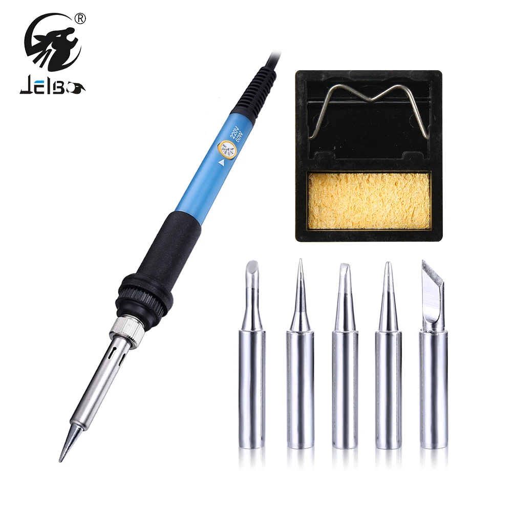 Jelbo EU Plug 60W 220V Electric Soldering Iron Set Adjustable Temperature Gun + 5pcs Iron Tip Solder Station Welding Repair Tool