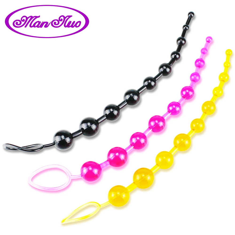Rubber Butt Plug Long Anal Beads Soft Anal Plug G Spot Massager Bead Adult Product For Men Gay