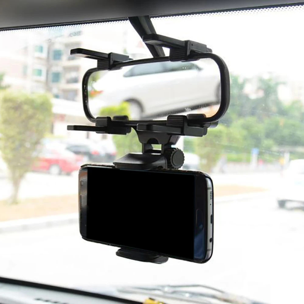 

Universal 360 Rotation Car Rearview Mirror Mount Holder Stand Cradle for Cell Phone GPS