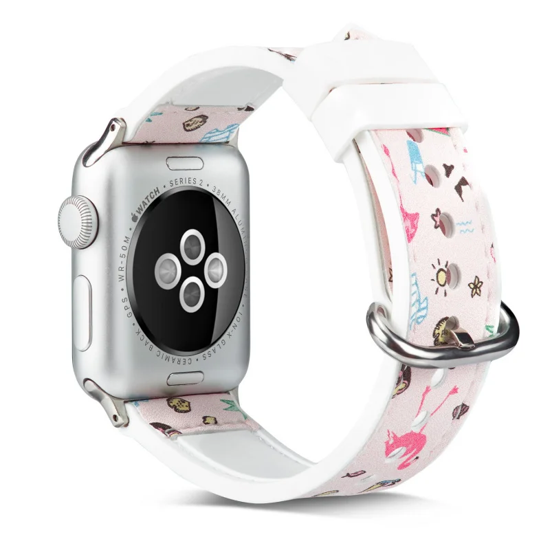 Ремешок из натуральной кожи с силикагелем для Apple Watch Series 5 4 3 2 1 Band 38 мм 42 40 44
