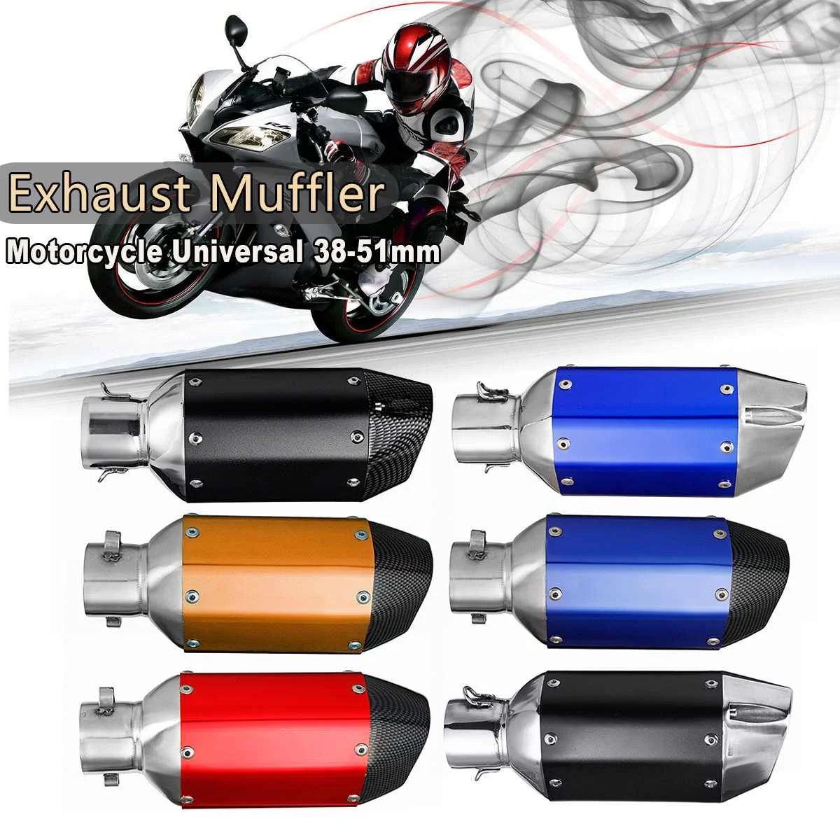 

Universal Stainless Steel Short Exhaust Pipe Chrome Muffler Silencer Removable Accessories for 38 39 40 41-51mm Motorcycle