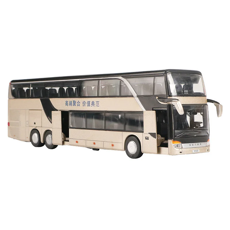 

Alloy Pull Back Bus Model 1:32 High Simulation Double-Decker Sightseeing Bus Flash Toy Car Children'S Toy Sound And Light Pull