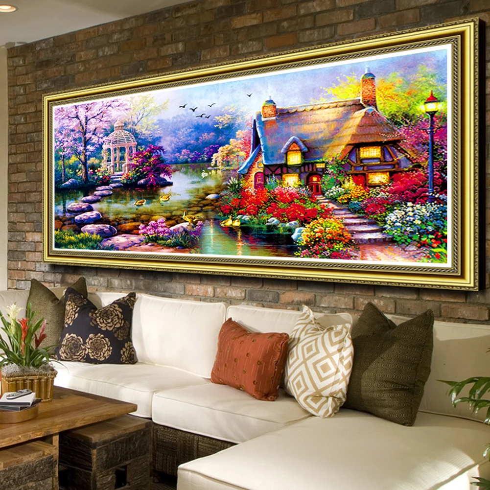 

5D mosaic Landscapes Garden Cross Stitch lodge Painting Kits Diamond Embroidery Home Decoration Free shipping Cross StitchJR0057