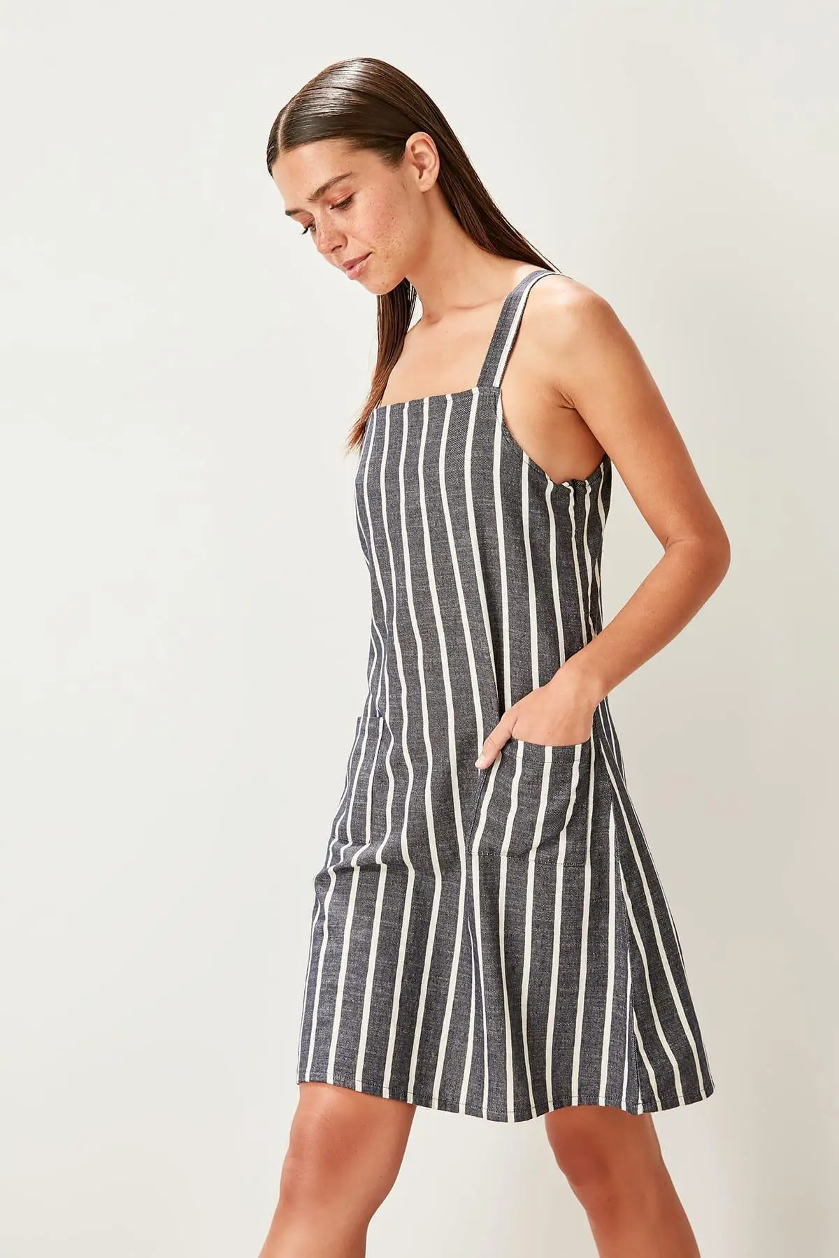 

Trendyol Indigo Stripe Dress TWOSS19RD0002