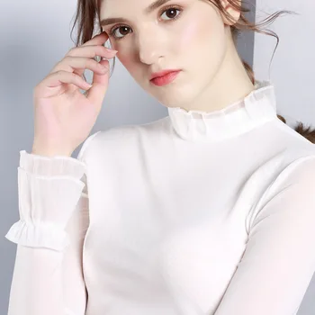 

2019 New Pattern Woman Long Sleeve Solid Color Upper Garment T Shirt Tshirt