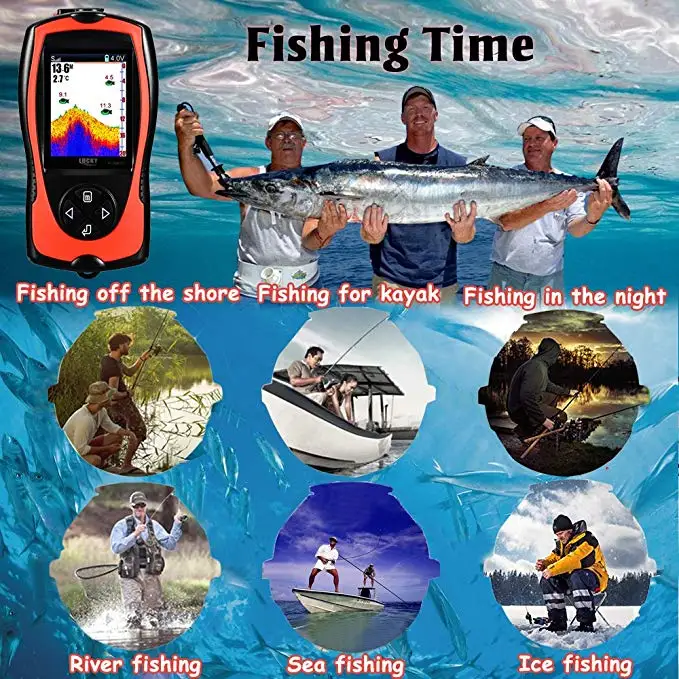 محظوظ المحمولة سونار صياد السمك fishfinder كابل سونار على الصيد fishfinders ل كاياك قارب الجليد بحيرة