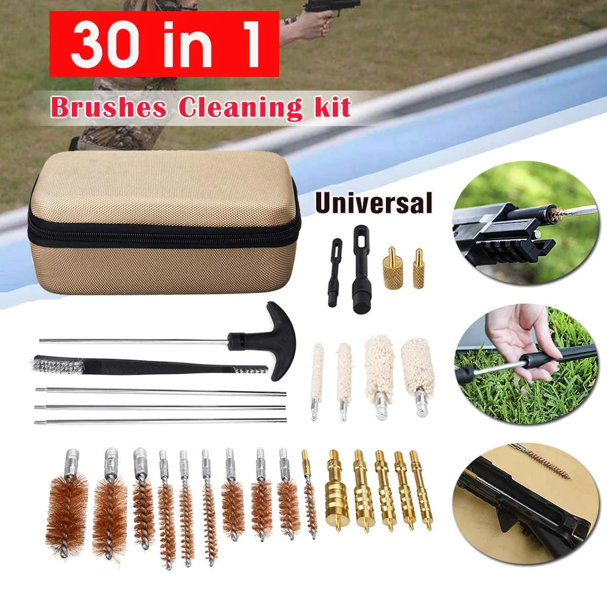 

30pcs Gun Cleaning Kit For Rifle Pistol Handgun Shotgun Professional Gun Brush Tool Cleaning Set Shooting Hunting Accessories