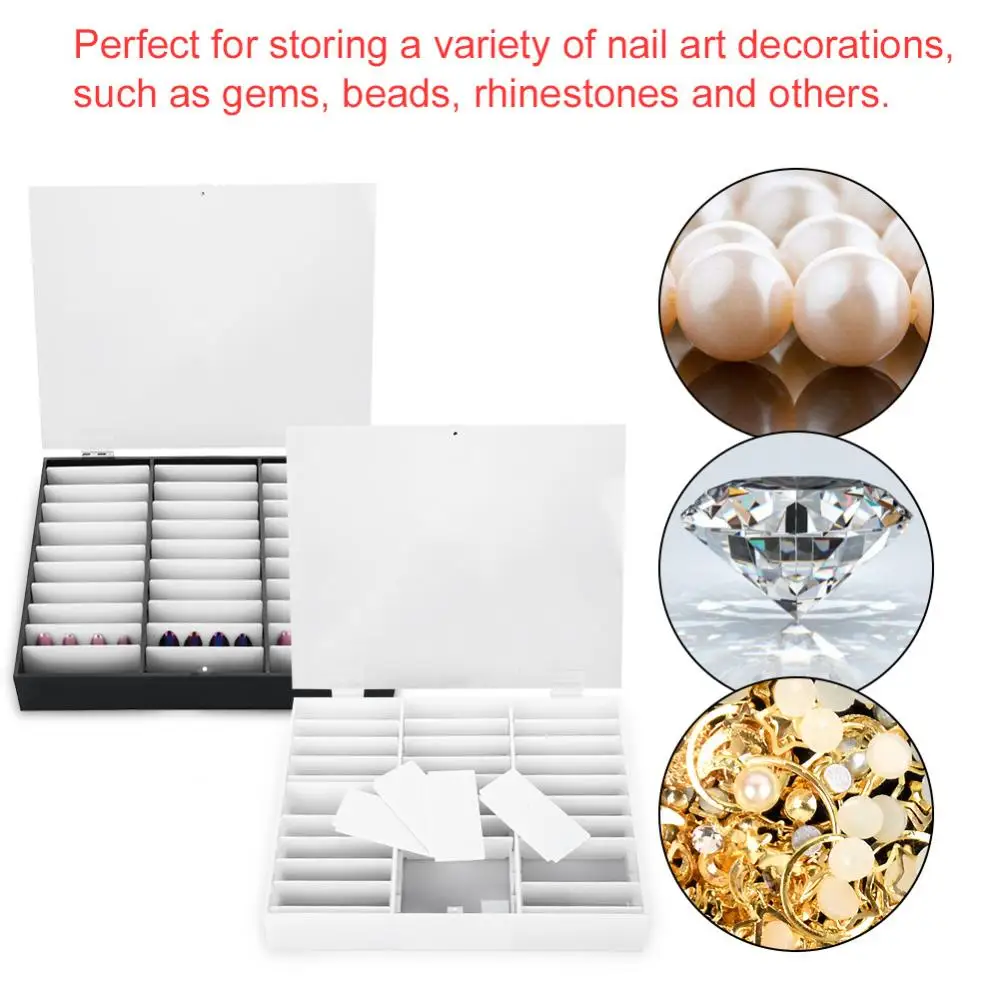 

33 grids Empty Nail Tip Makeup Organizer Storage Box Nail Art Rhinestones Bead Container Fake Nail Display Case Manicure Tool