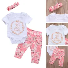 Pudcoco/Одежда для девочек; комбинезон для новорожденных девочек; боди; Топы+ штаны; повязка на голову; комплект одежды из 3 предметов