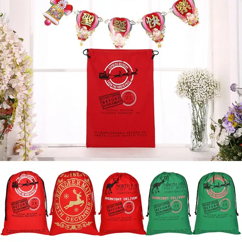 

Cotton Canvas Christmas Gift Bag Drawstring Harness Pocket Storage Bag