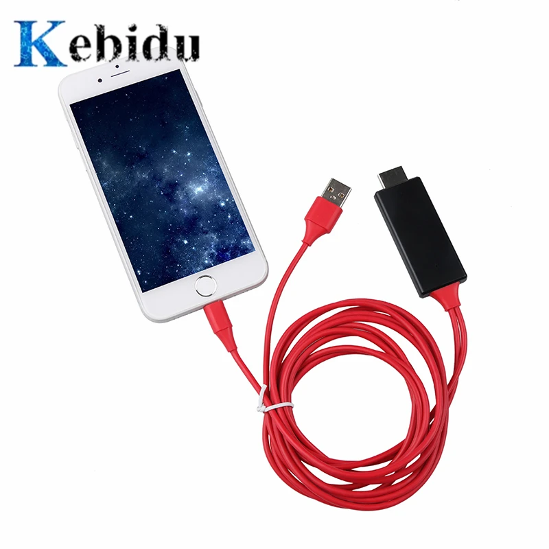 

kebidu 1.8M HD 1080P 8 Pin to HDMI Male Cable HDMI Converter Adapter Cable USB Cable for HDTV TV Digital AV for iPhone for IOS