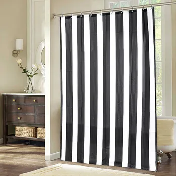 

NEW!!!180cmX148cm Striped Black White Waterproof Shower Curtain Home Hotel Bathroom Bath Screen Home Decor Simple Style