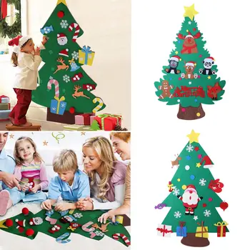 

Felt Christmas Tree Set with Ornaments Xmas Gift Door Wall Hanging Decoration