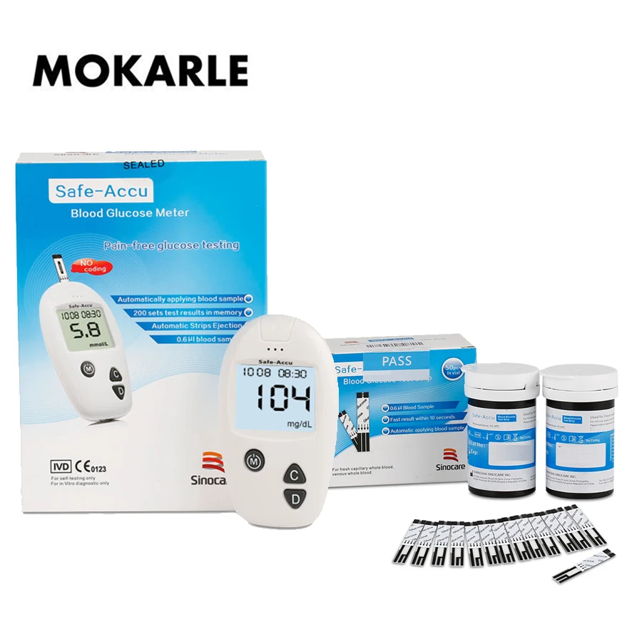 

Glucometer Kit Blood Glucose Meter & Test Strips & Lancets Needles Blood Sugar Detection Monitor Glucometer for Diabetic Tester