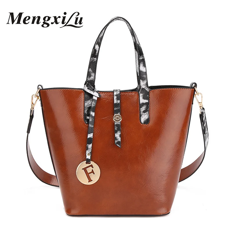 

2018 New Large Bucket Bags for Women Luxury Design Women Shoulder Crossbody Bags Leopard Print Strap High Quality Ladies Handbag