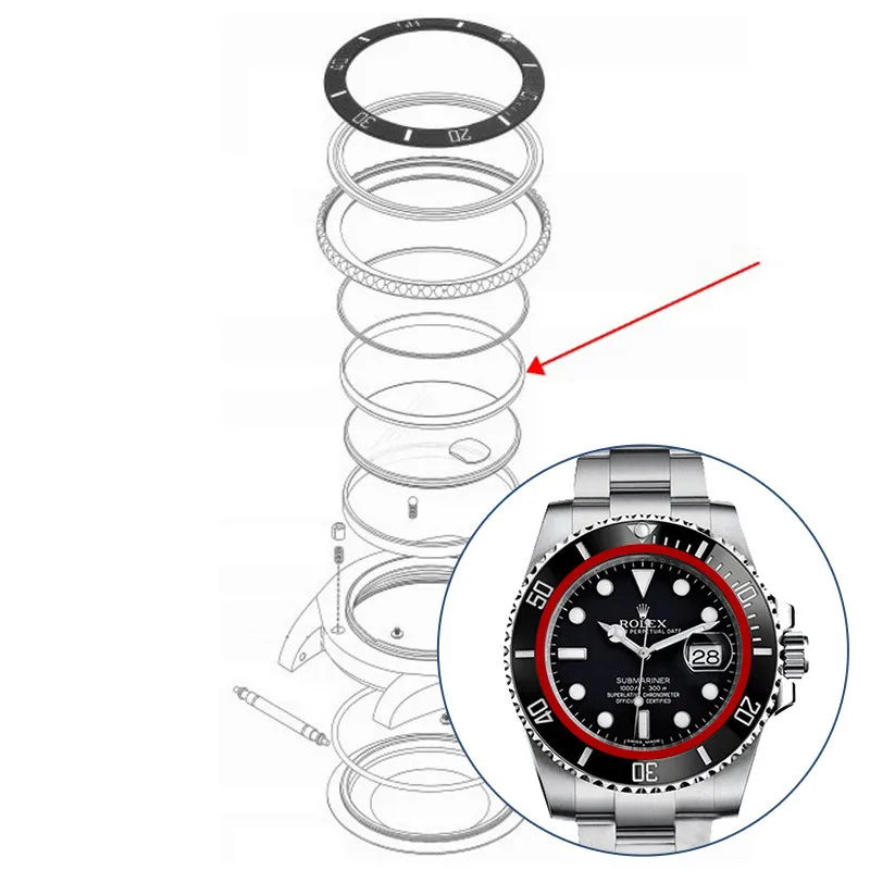 Пластиковое уплотнительное кольцо для стекла часов RLX Rolex Submariner 40 мм