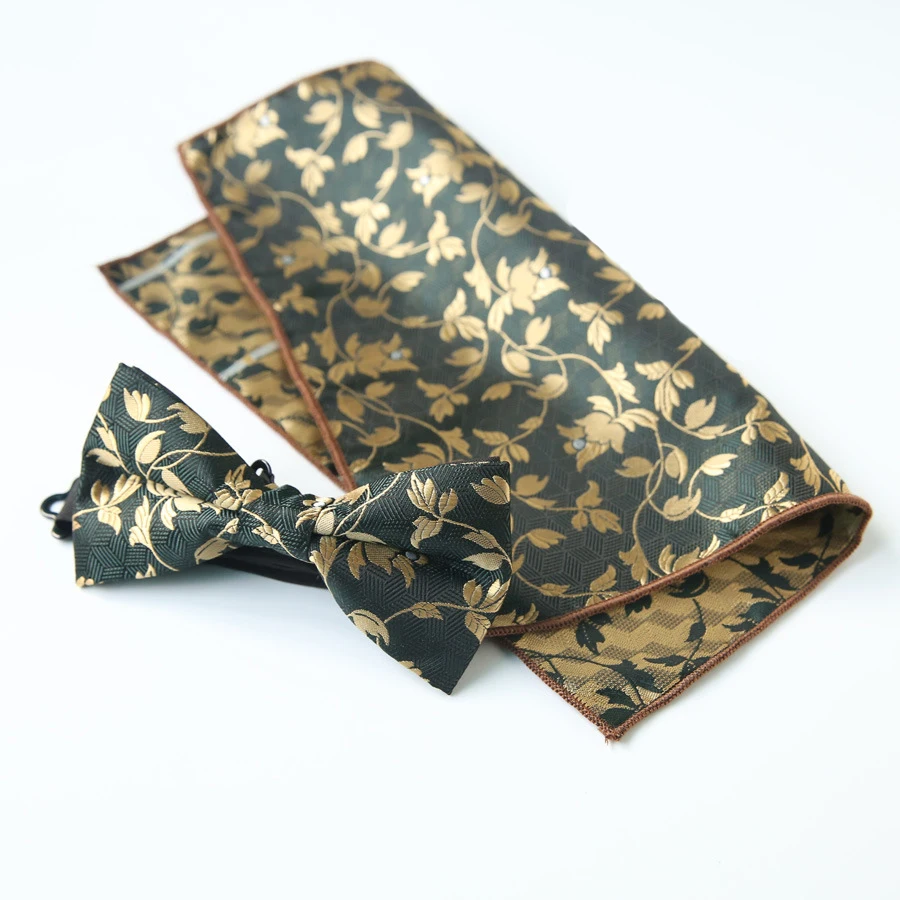 

2019 new suit pocket towel bow tie combination set wholesale vintage color men's bow tie