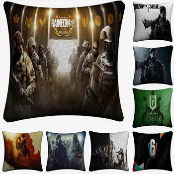

Rainbow Six Siege Tom Clancy's Game Decorative Linen Cushion Cover For Sofa Chair 45x45cm Throw Pillow Case Home Decor Almofada