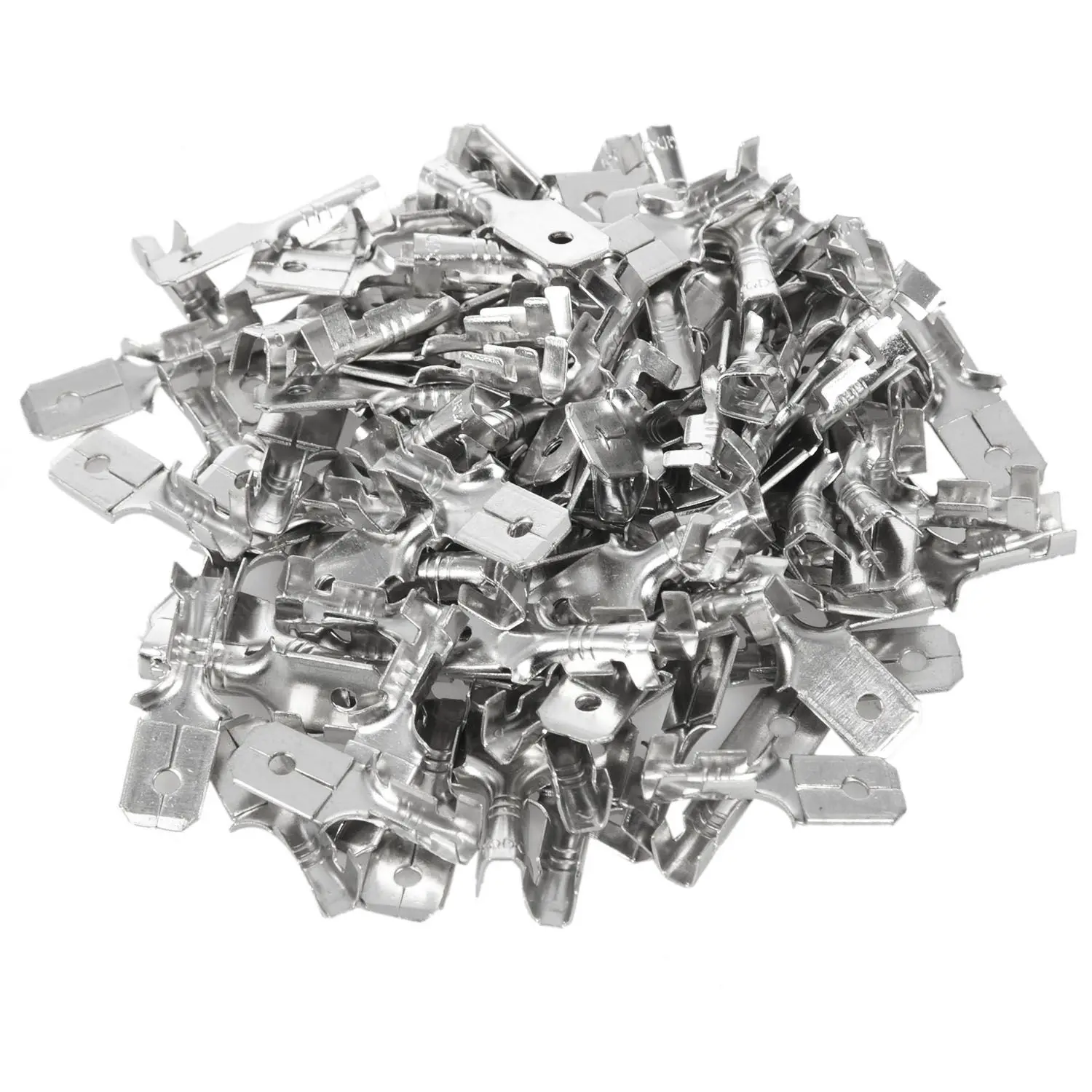 

6.3mm Male Electrical Spade Crimp Terminals Wiring Connectors 100 Pcs