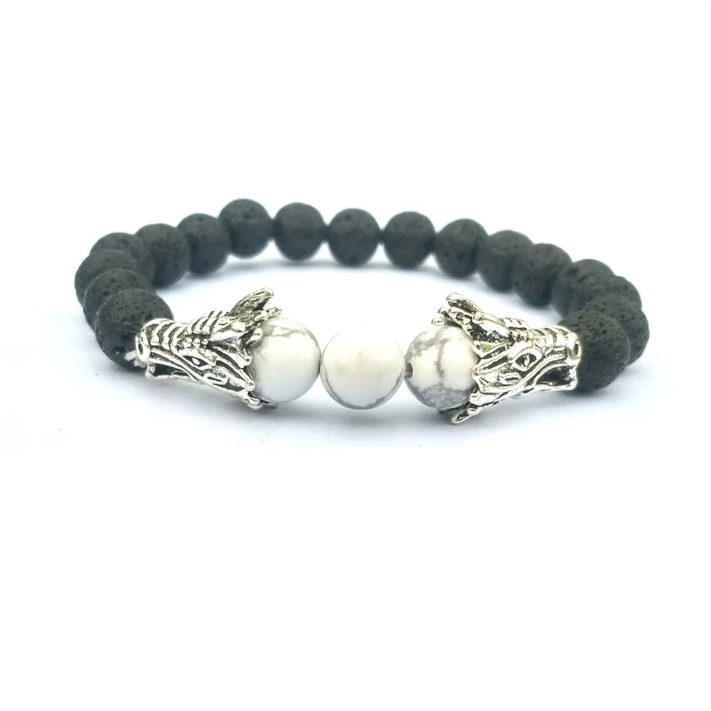 Дракон головы 8 мм Howlite камень искусственный эфирное масло диффузор браслеты