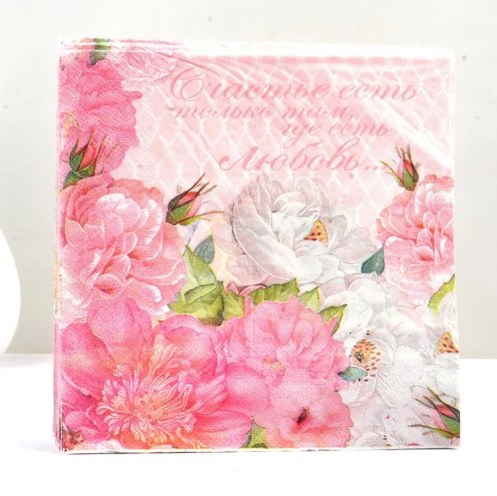 20 шт./упак. милые столовые салфетки для туалетной бумаги с напечатанной розой птица салфетки в винтажном стиле розового цвета для свадьбы День рождения украшения