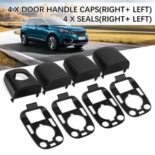 Black L&R Door Handle Lock Cover Cap Case Trim With Gasket w/Seals For PEUGEOT 307 for CITROEN C2 C3 03-09 Protective Lock Cover