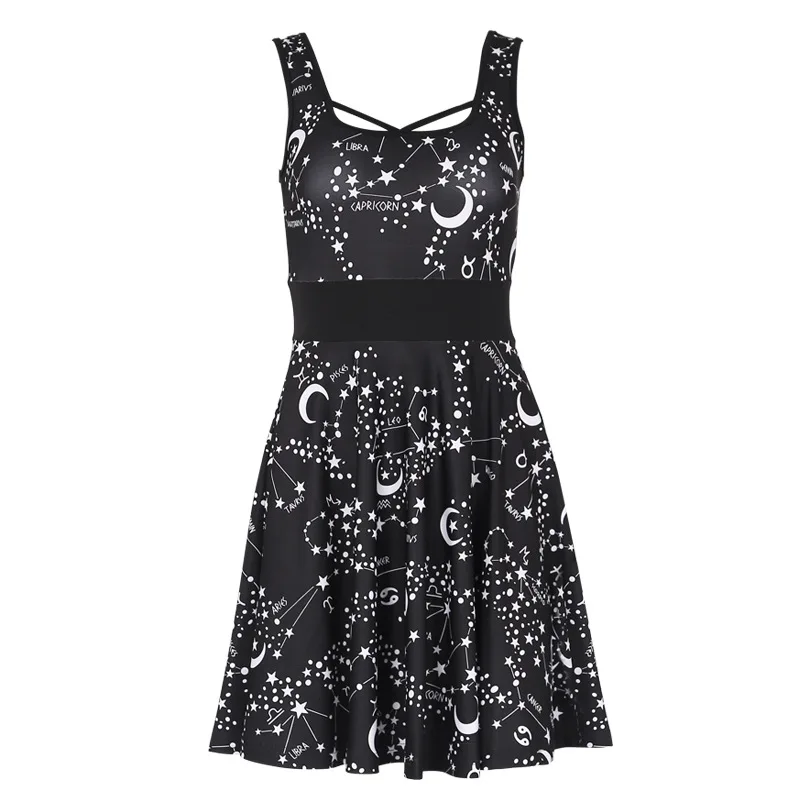 

Summer Dresses Women Sleeveless Dark Fashion Pastel Goth Black Mini Dress For Gothic Girls