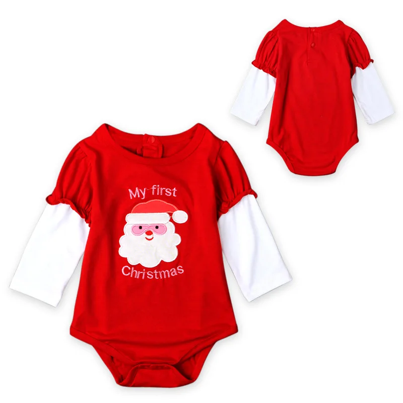 

VTOM Christmas Clothes Baby Girls Rompers Infant Newborn Baby Cotton Jumpsuit Toddler 1st Xmas Baby Girls Clothing