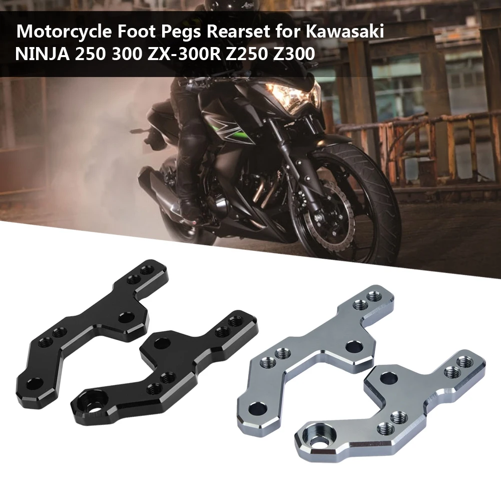 

Motorcycle CNC Aluminum Alloy Foot Pegs Rearset Black / Titanium Universal for Kawasaki NINJA 250 300 ZX-300R Z250 Z300 NEW