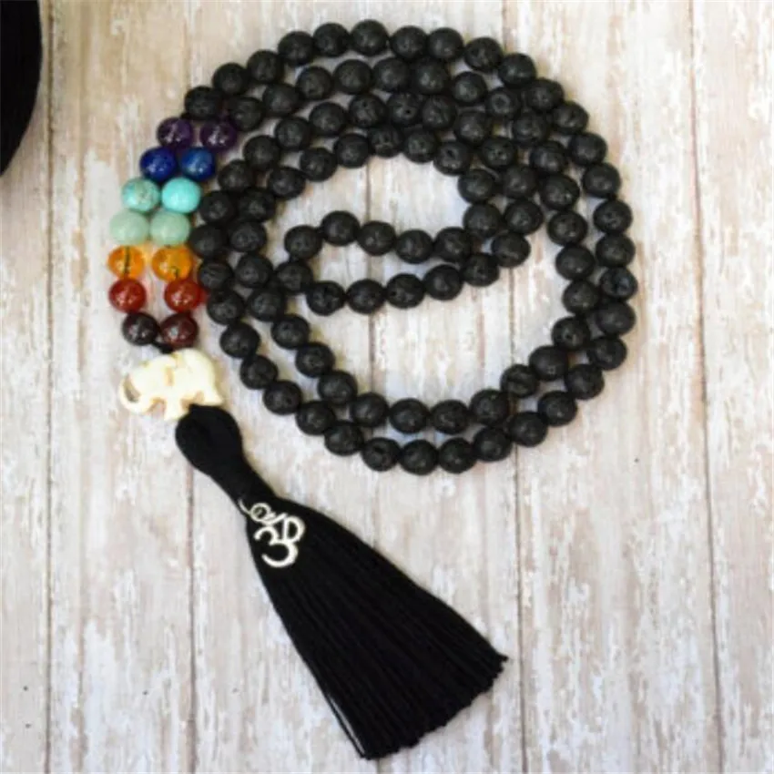 8MM Knot Necklace Pray Tassel Fancy Handmade Men Lucky Hot Multicolor Meditation Natural Cuff