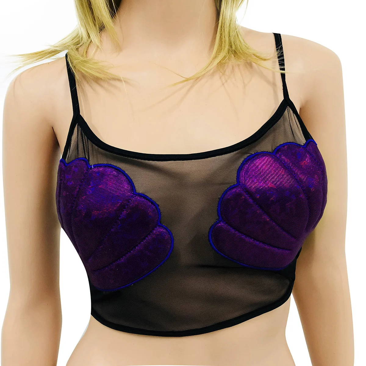 

Womens Shell Pattern Sheer Mesh Vest Crop Tank Top Bikini Top Sexy Swimwear Girl Set Swimsuit Ultrathin Beachwear Girls Bra 2019