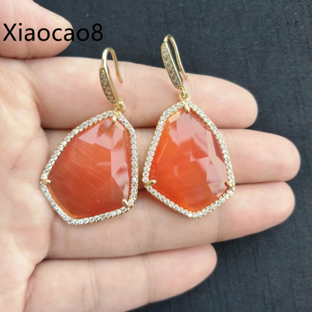

Orange Blue Pink Irregular Stone Earrings with Hook Women's Fashion Jewerly Dangle Water Drop Earrings for Women Earing