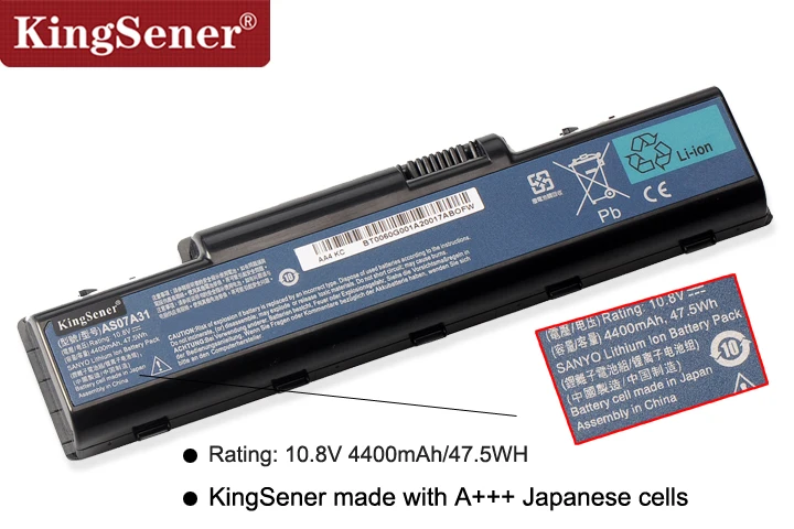KingSener японский сотовый AS07A31 Батарея для acer Aspire 2930G 4740G 5738G 4930 5735 5740 AS07A32 AS07A41 AS07A42 AS07A51 AS07A52