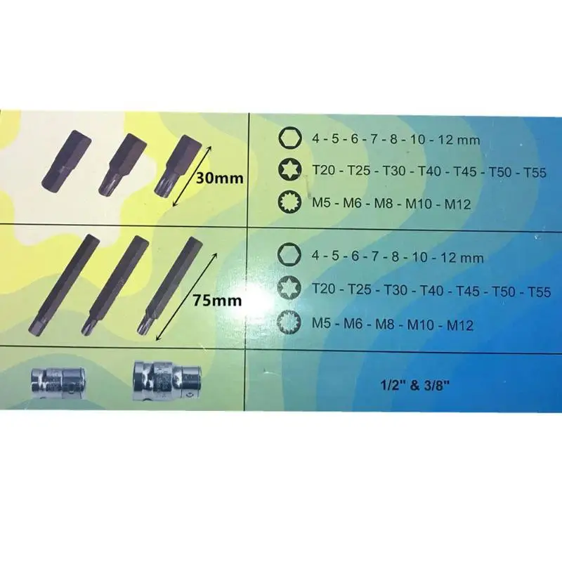 40 шт./компл. шестигранный звезда сплайн гнездо для электрошуруповерта диск Torx биты сокетов автомобиля Ван ремонтные Инструменты Отвертки Бит Наборы
