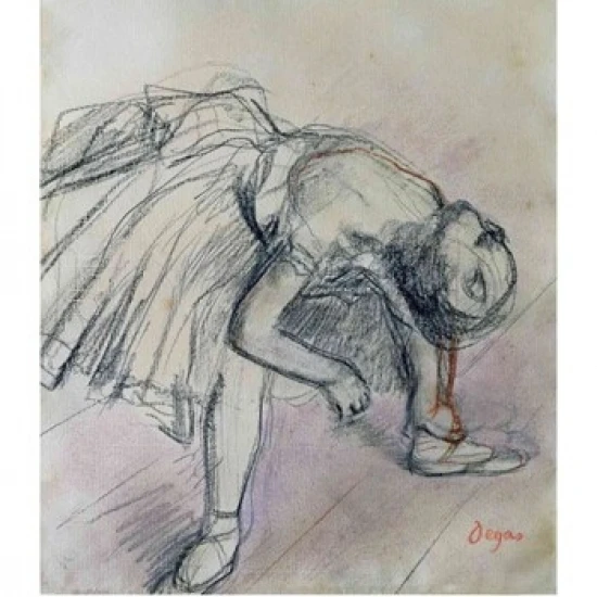Dancer Fixing her Slipper c.1865 постер печать Эдгара дегаса (18x24) | Дом и сад
