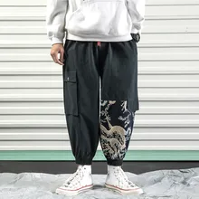 Новинка весны китайский национальный стиль Повседневное брюки плюс fertilizer XL печати Хлопок Свободные луч детские брюки до ступни