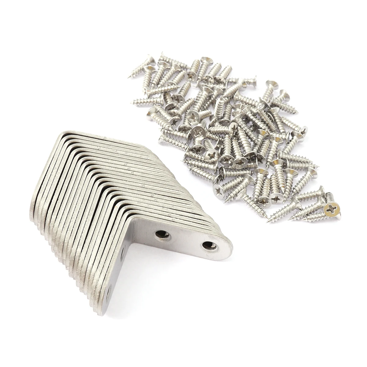 

20 PCS 2mm-Thick Stainless Steel 90 Degree Angle Brackets with 80 PCS 4x16mm Screws