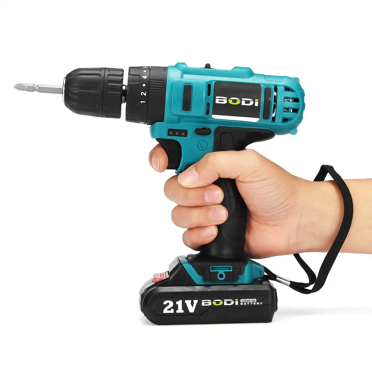 

21V 2-Speed Electric Cordless Impact Drill 3/8" Driver Screwdriver 1/2 Batteries Rechargeable Drill Installation For Wood Metal