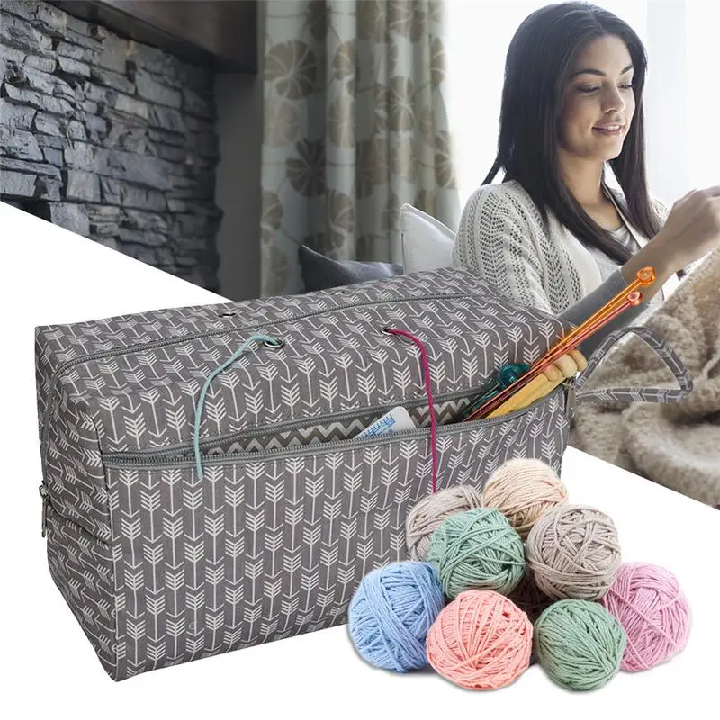 

AUGKUN Sturdy Portable Premium Yarn Storage Tote Crocheting Supplies Organizer Holder Household Storage Bags for Home Supplies