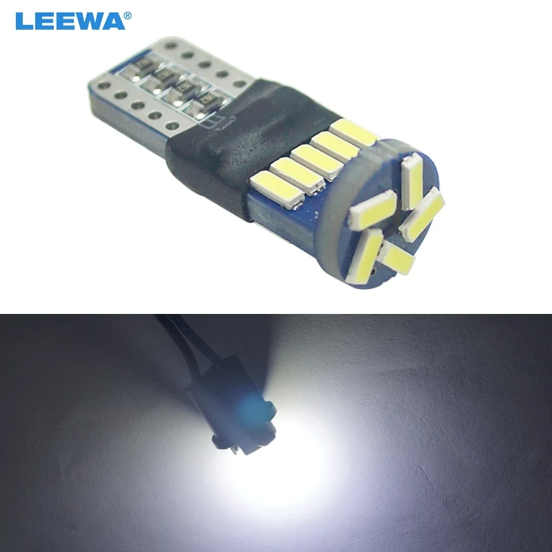 LEEWA 50 шт. DC12V ~ 16 в 6000 6500K белый 15SMD 4014 T10 клиновидный объектив СВЕТОДИОДНЫЙ