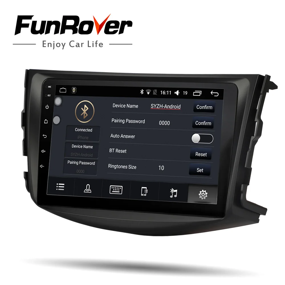 Funrover IPS android 8,0 2 din car dvd gps navegación jugador para Toyota RAV4 Rav 4 2007-2011 radio Multimedia estéreo de 4 núcleos