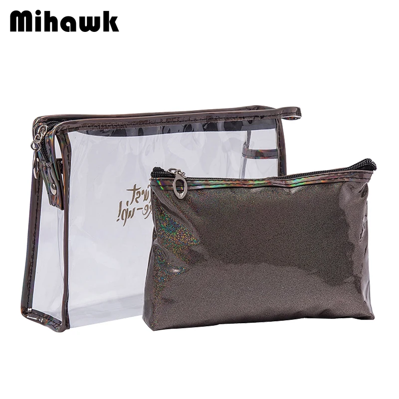 

Mihawk 2Pcs/Set Makeup Case Pouch PVC Women Vanity Necessaires Toiletries Beauty Handbag Make Up Cosmetic Tote Stuff Accessories