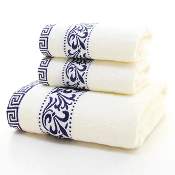 

3 Piece/ Set Microfiber Bath Towel Face Towel Set White Bath Sheet Floral Pattern Cotton Soft Luxury Decorative Bathroom Towels