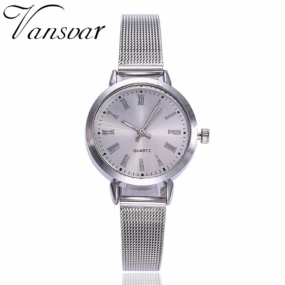 

Vansvar Brand Fashion Women Silver Roma Dial Watch Luxury Unique Female Quartz Wrist Watches Relogio Feminino Dropshipping