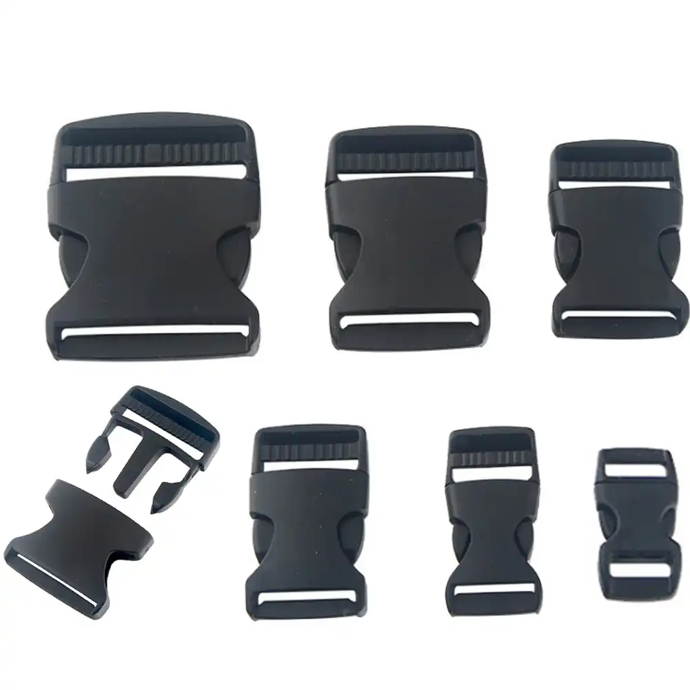 Bolso negro plástico Delrin Hebillas//Sliders//Clips de perro 20mm 25mm 38mm 50mm
