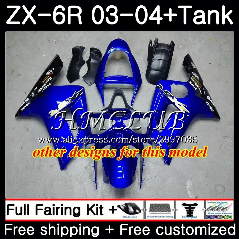 Красный популярный комплект + бак для KAWASAKI NINJA ZX600 ZX636 ZX 6R 2003 2004 56HC.17 636 6 R 600CC ZX6R 03 04