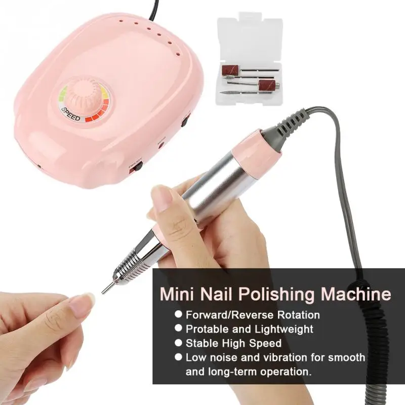 

Electric Pro Nail Drill Manicure Machine with Forward Reverse Rotation Portable 20W Pedicure Pen Set Nail Art Polisher